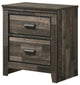 Nightstand with 2 Drawers and Butcher Block Design, Brown