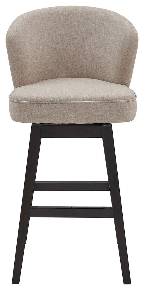 Mussig 26" Wood Swivel Counter Stool, Espresso Finish, Tan Fabric