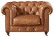 Leather Chesterfield Arm Chair, Light Brown
