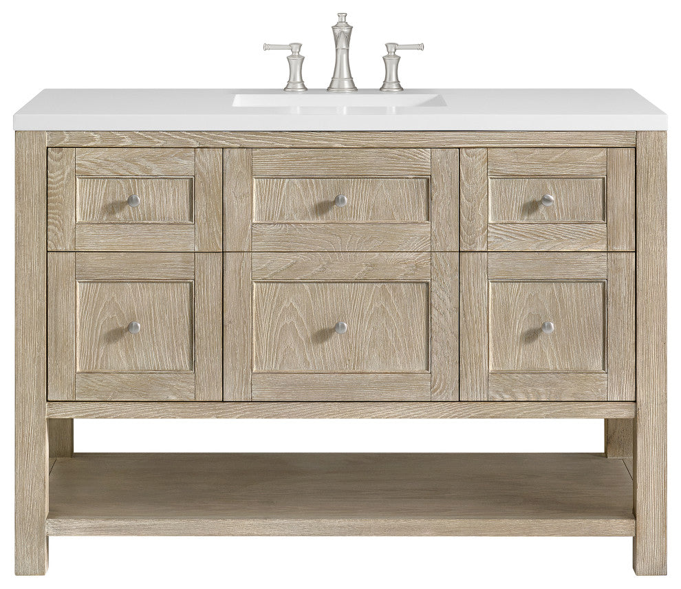 Breckenridge 48" Single Vanity, Oak, 3 CM White Zeus Top
