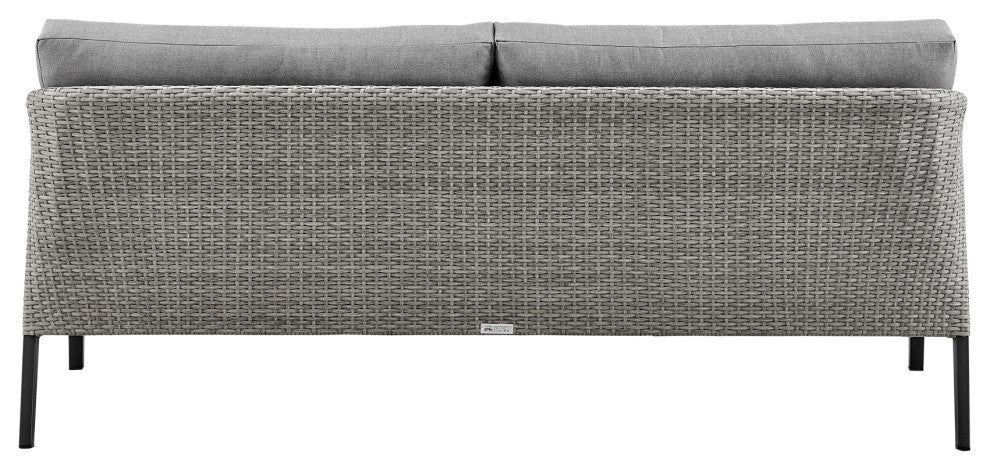 Aileen Patio 4-Piece Lounge Set, Aluminum and Wicker With Gray Cushions
