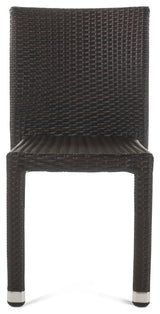 GDF Studio Dorside Outdoor Wicker Armless Stack Chairs With Aluminum Frame, Multi-Brown, Set of 4