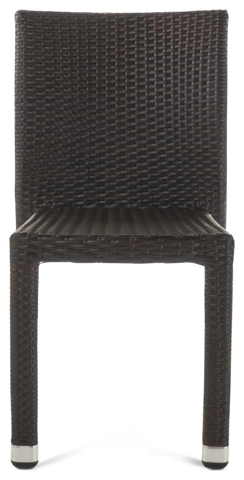 GDF Studio Dorside Outdoor Wicker Armless Stack Chairs With Aluminum Frame, Multi-Brown, Set of 4