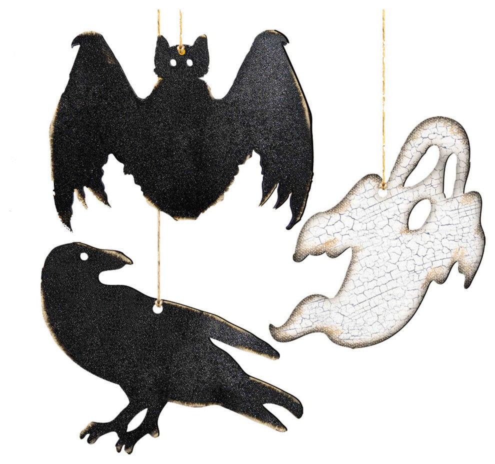 Halloween Wooden Ornaments Set of 3