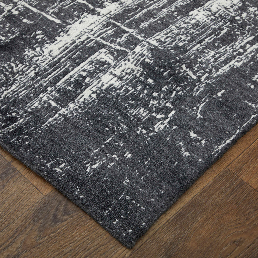 Eshwar R8929 Modern/Industrial/Global Rug, Black/White, 9'x12'