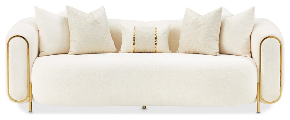 Sassani Chenille Sofa, Crepe/Gold