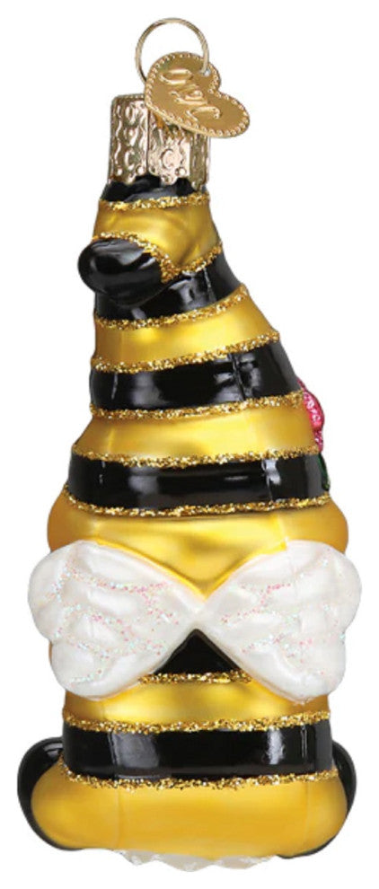 Bee Happy Gnome Old World Christmas Holiday Ornament Glass
