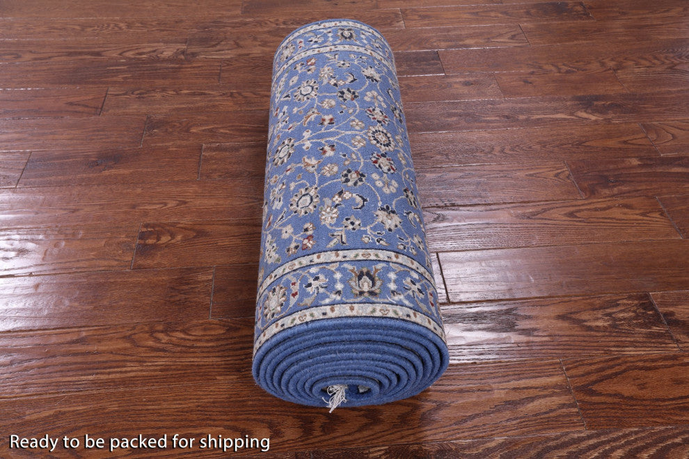 2' 9" X 15' 8" Runner Persian Nain Handmade Wool and Silk Rug Q11635