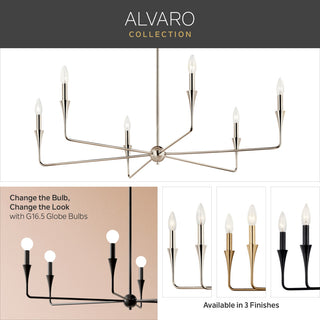 Alvaro Chandelier, Polished Nickel, 12 Light