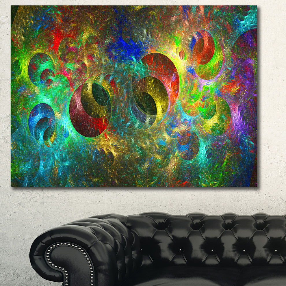 Multi Color Glowing Circles, Abstract Canvas Art Print, 40x30