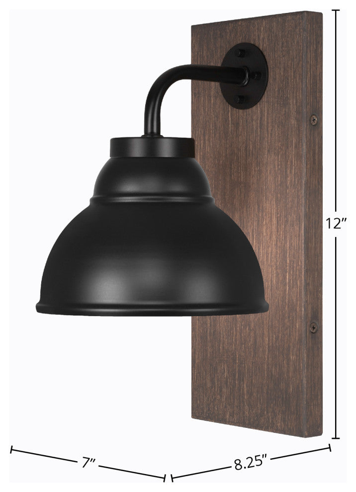Oxbridge Wall Sconce, Matte Black & Painted Distressed Metal, 7" Shade