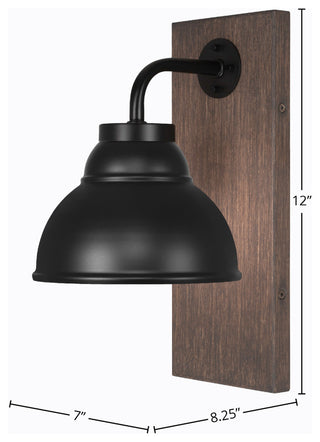 Oxbridge Wall Sconce, Matte Black & Painted Distressed Metal, 7" Shade