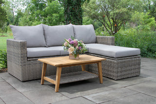 Outdoor Interiors 3-Piece Teak and Wicker Storage Sectional Set