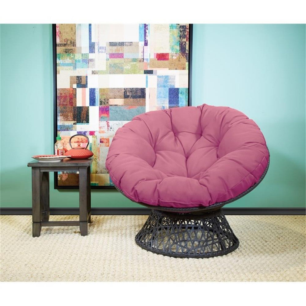 Papasan Chair with Purple cushion and Gray Wicker Resin Frame