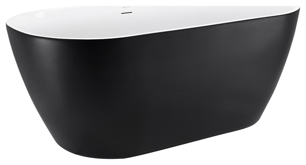 59" Chrome glossy Acrylic Oval Freestanding Non-Whirlpool Soaking Bathtub