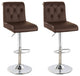 Benzara BM266472 Adjustable Barstool, Rolled Button Tufted Back, Set of 2, Brown