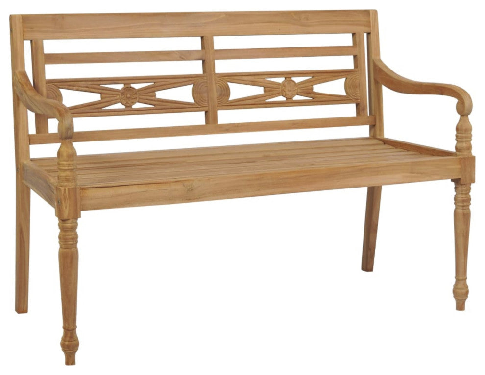 Vidaxl Batavia Bench With Anthracite Cushion 47.2" Solid Teak Wood