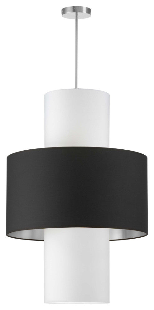 POA-224P-PC-697-790 4 Light Incan Pendant, Polished Chrome w/ Black/Silver