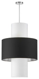 POA-224P-PC-697-790 4 Light Incan Pendant, Polished Chrome w/ Black/Silver