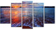 Placid Shore and Whimsical Clouds, Seashore Canvas Art Print, 60"x32", 5 Panels