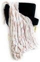 White Pink Snow Chinchilla Faux Fur Luxury Throw Blanket, Throw 60Wx84L