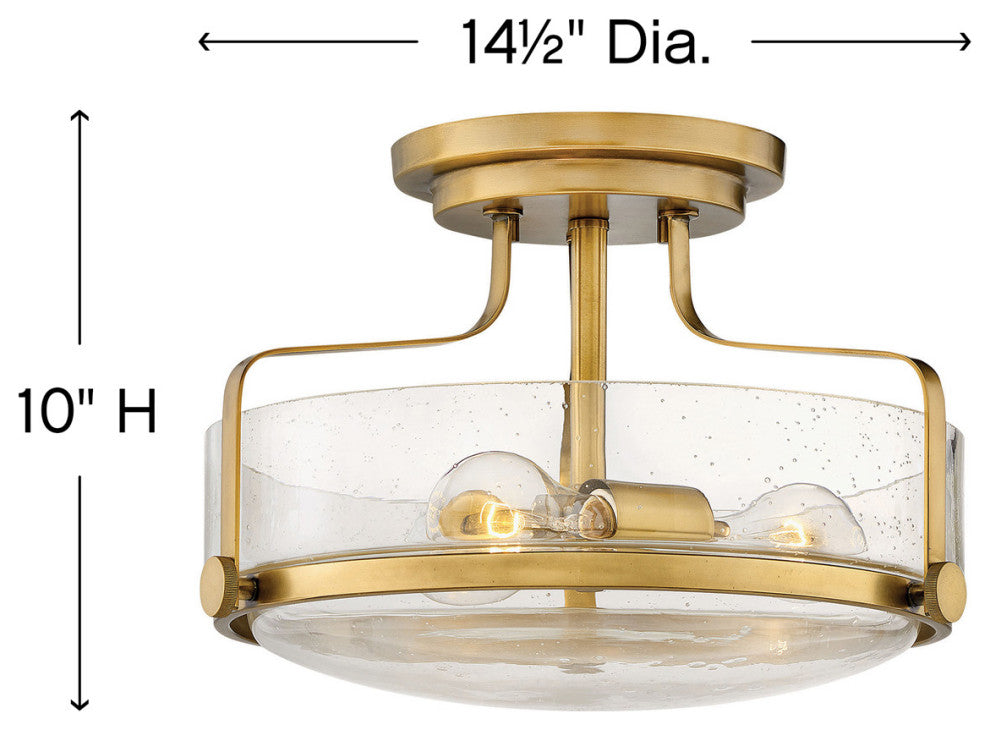Hinkley Harper 14.5" Semi-Flush Ceiling Light, Heritage Brass