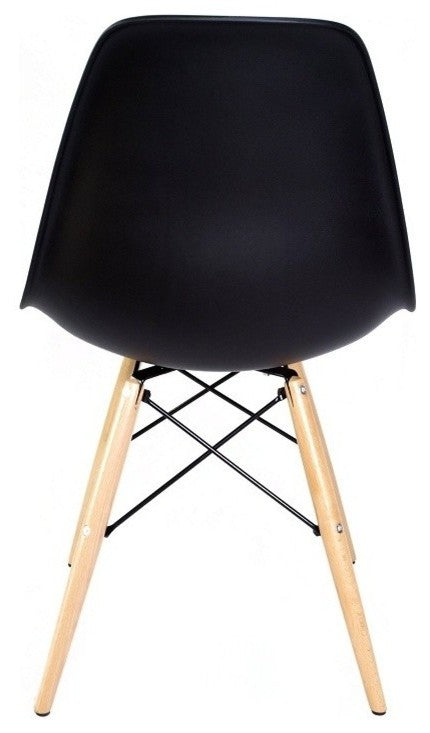 Set of 2 DSW Black Mid Century Modern Plastic Dining Shell Chair