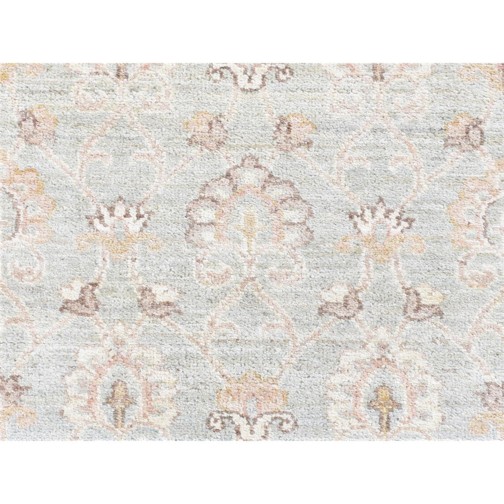 Faded Green, Fine Peshawar, Pure Wool Hand Knotted XL Runner Rug, 2'7"x15'10"