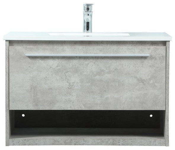 Rabi Single Bathroom Vanity, Concrete Gray, 30"