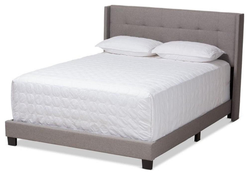 Lisette Modern and Contemporary Grey Fabric Upholstered King Size Bed