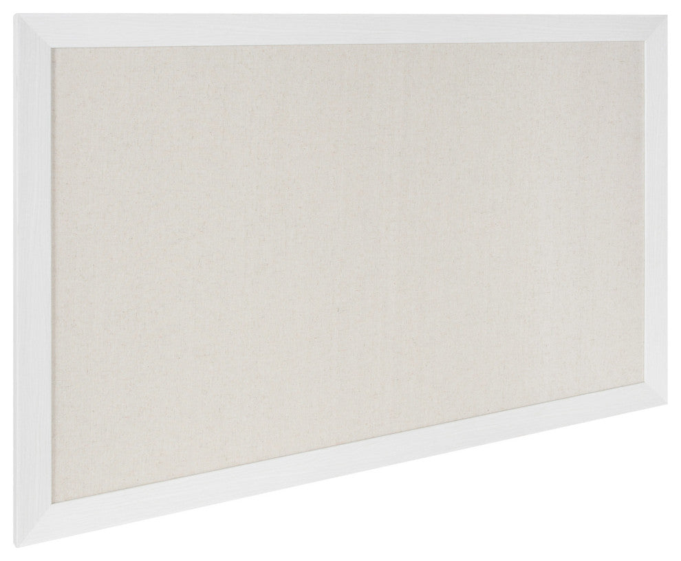 Beatrice Framed Linen Fabric Pinboard, White 27x43