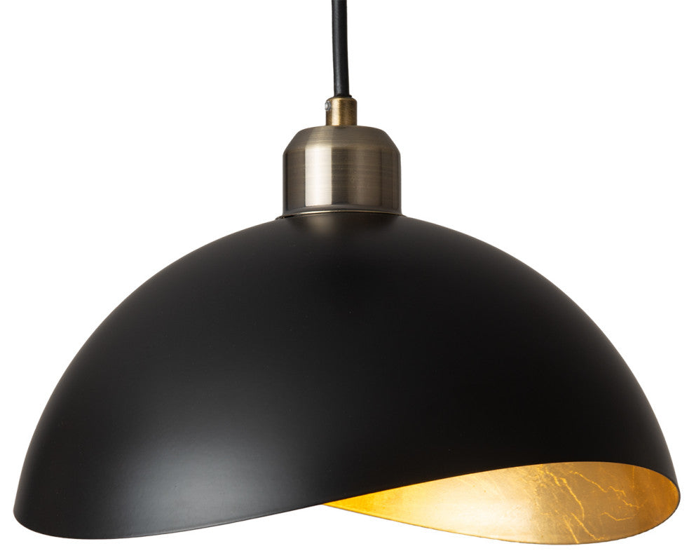 Luna Bella Pendant Light Small, Matte Black, Weathered Brass