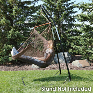 Sunnydaze Soft Polyester Extra-Large Hanging Caribbean Hammock Chair, Mocha