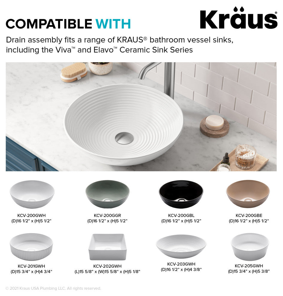 Pop Up Drain, Spot Free Stainless Steel