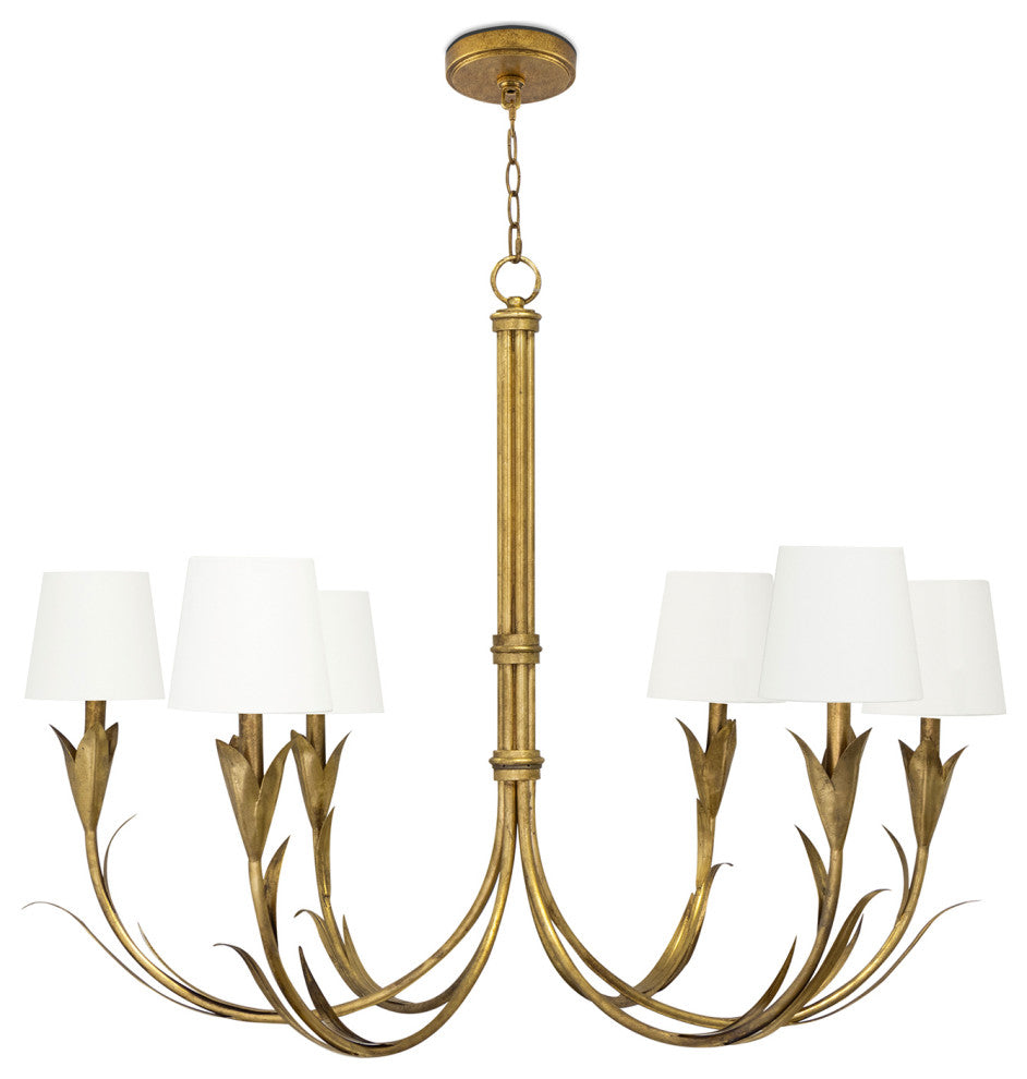 Regina Andrew River Reed Chandelier Small, Antique Gold Leaf, Gold