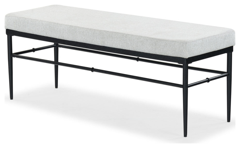 Safavieh Couture Theabella Linen and Metal Bench, Black/Light Grey