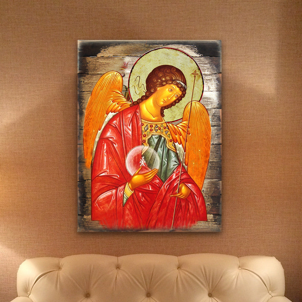 Icon Archangel Michael Wall Art On Wood, 16 Inch