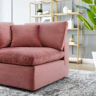 Commix Down Filled Overstuffed Performance Velvet Corner Chair Dusty Rose