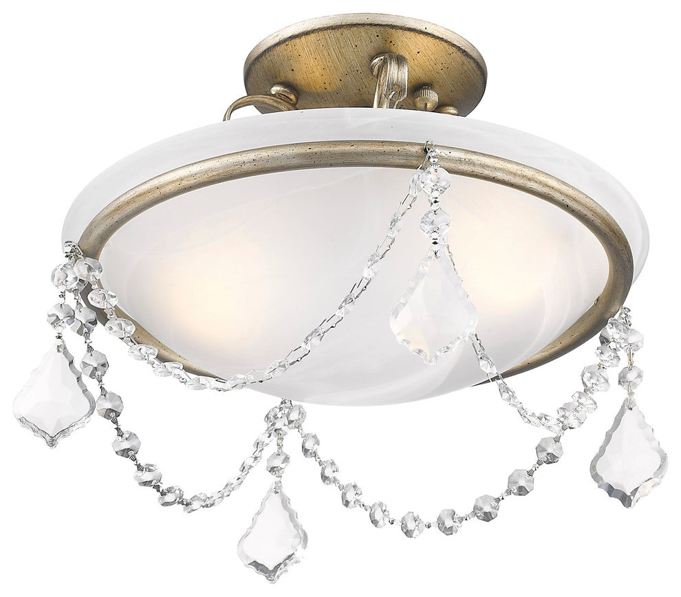 Livex 6523-73 2-Light Ceiling Mount, Hand Painted Antique Silver Leaf