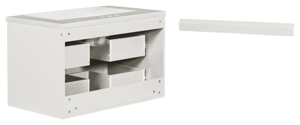 30'' Floating Bathroom Vanity with Resin Sink,Mounted Bathroom Storage Cabinet, White