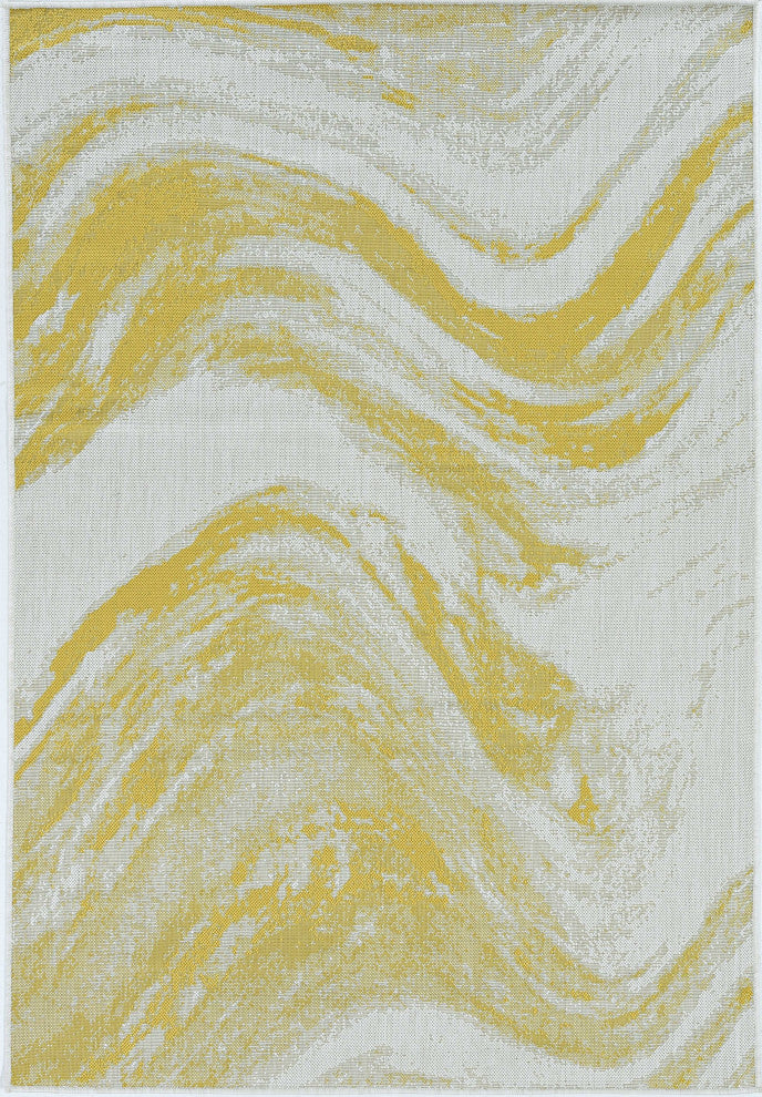 HomeRoots 8' x 11' Ivory or Gold Abstract Brushstrokes Indoor Area Rug