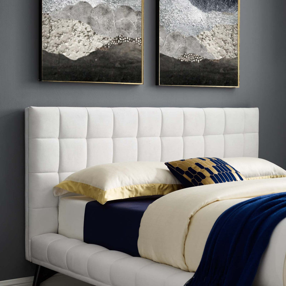 Julia Queen Biscuit Tufted Performance Velvet Platform Bed White