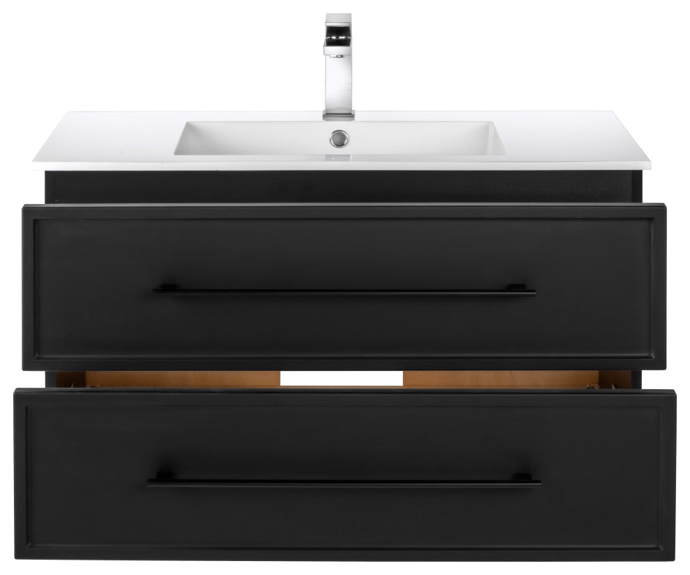 Milano Wall Hung Vanity, Black, 36"
