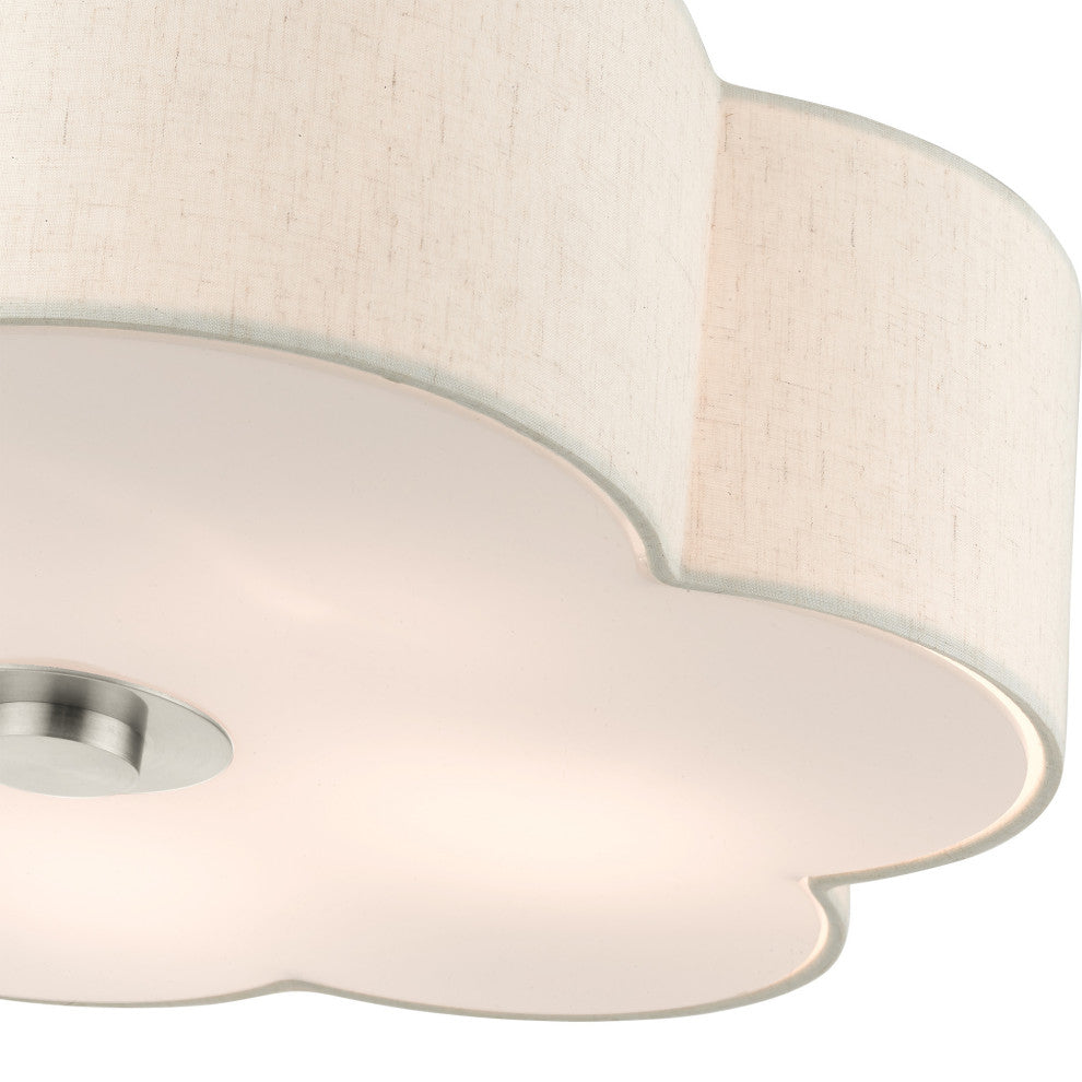 Brushed Nickel French Country, Floral, Transitional, Semi Flush