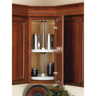 Polymer Full-Circle 2-Shelf Lazy Susans for Corner Wall Cabinets, White, 18"W
