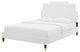 Platform Bed Frame, Full Size, Velvet, White, Modern Contemporary, Bedroom
