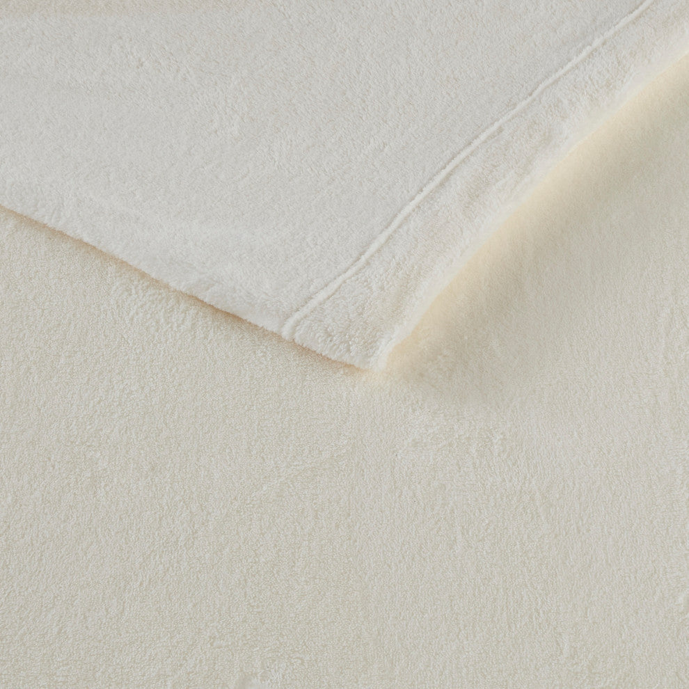 True North by Sleep Philosophy Knitted Plush Sheet Set, Ivory, Twin