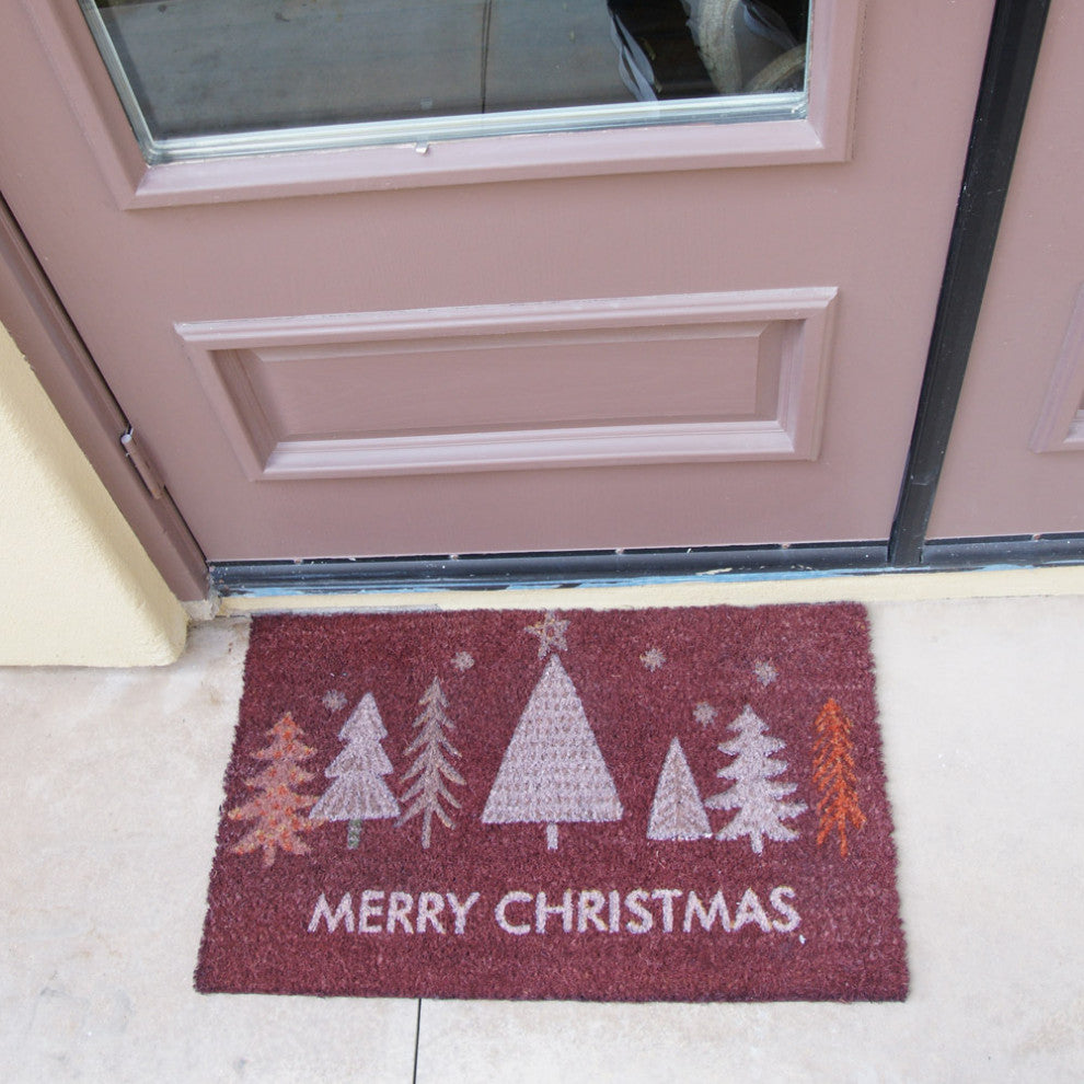 Rubber-Cal "Oh, Christmas Tree!" Red Christmas Welcome Mat 15mm X 18" X 30"