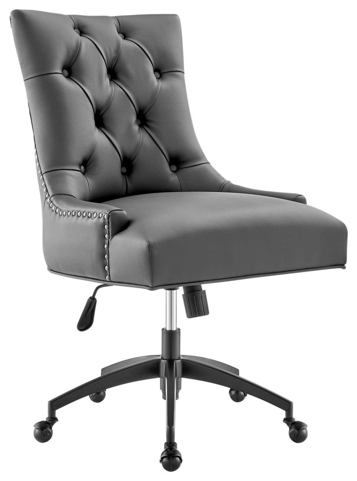 Regent Tufted Vegan Leather Office Chair Black Gray