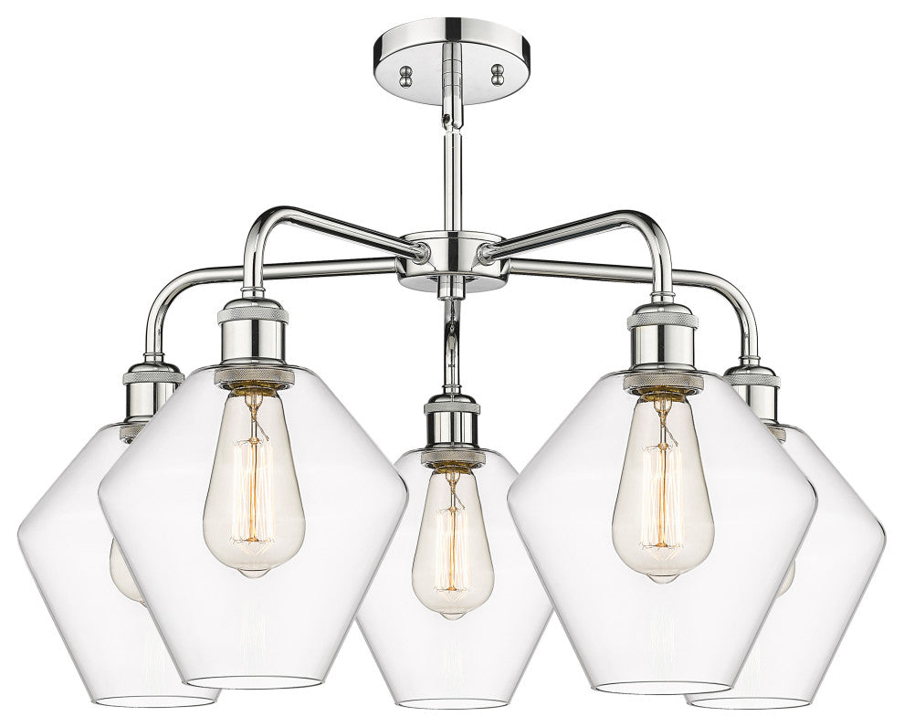 Cindyrella 5-Light 26" Stem Chandelier, Polished Chrome, Clear Shade